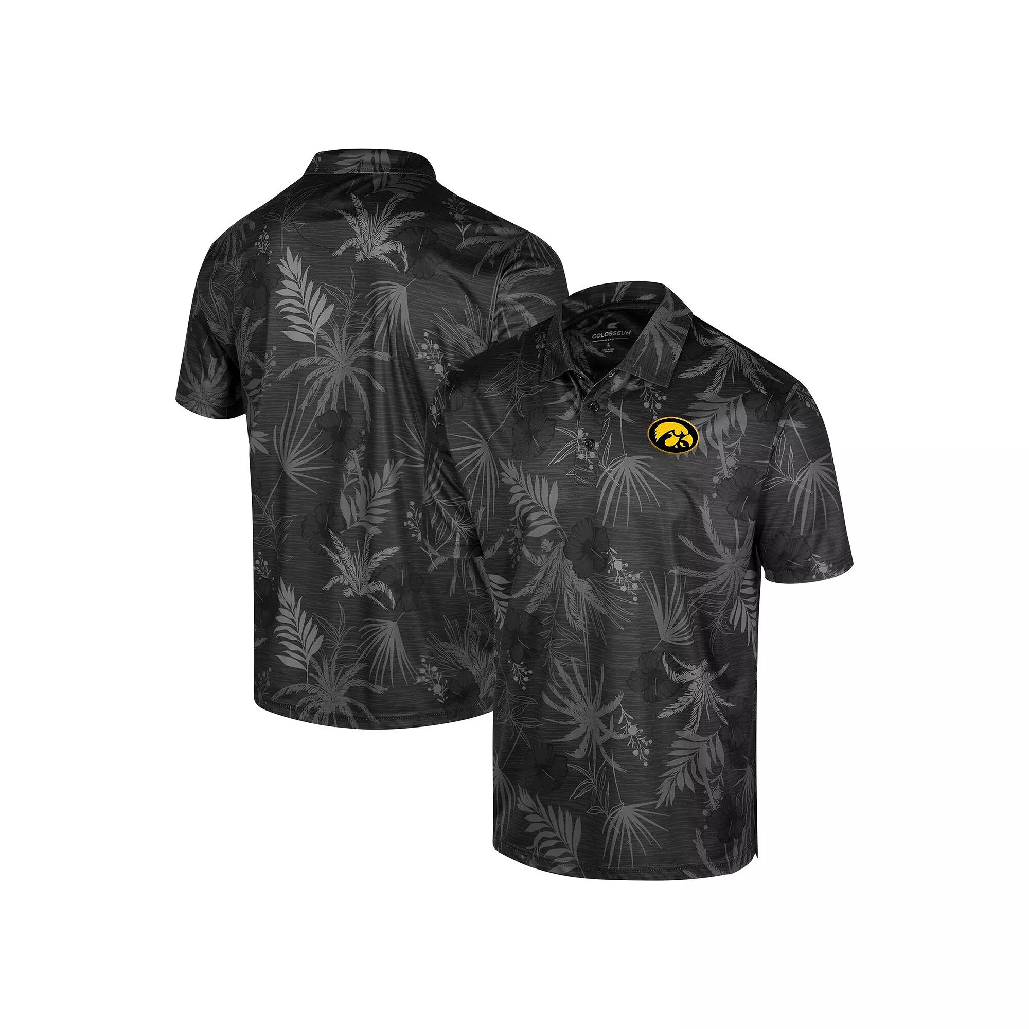 Men's Colosseum Black Iowa Hawkeyes Big & Tall Palms Polo,  Product Image