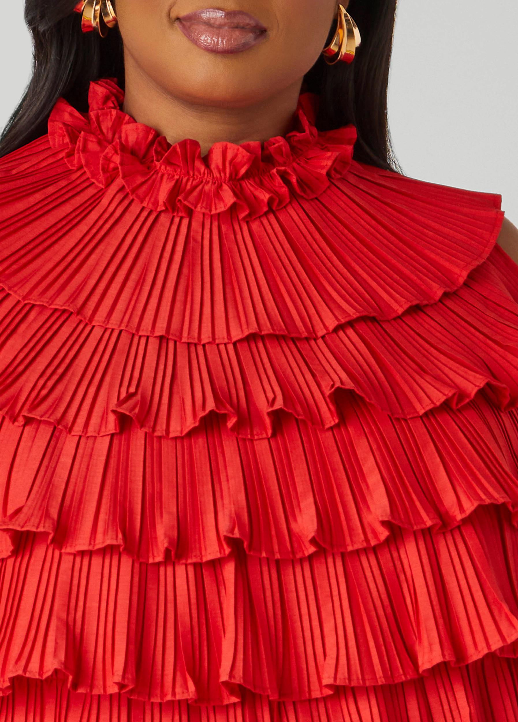 Plus Size Tiered Ruffled Blouse Ashley Stewart Product Image