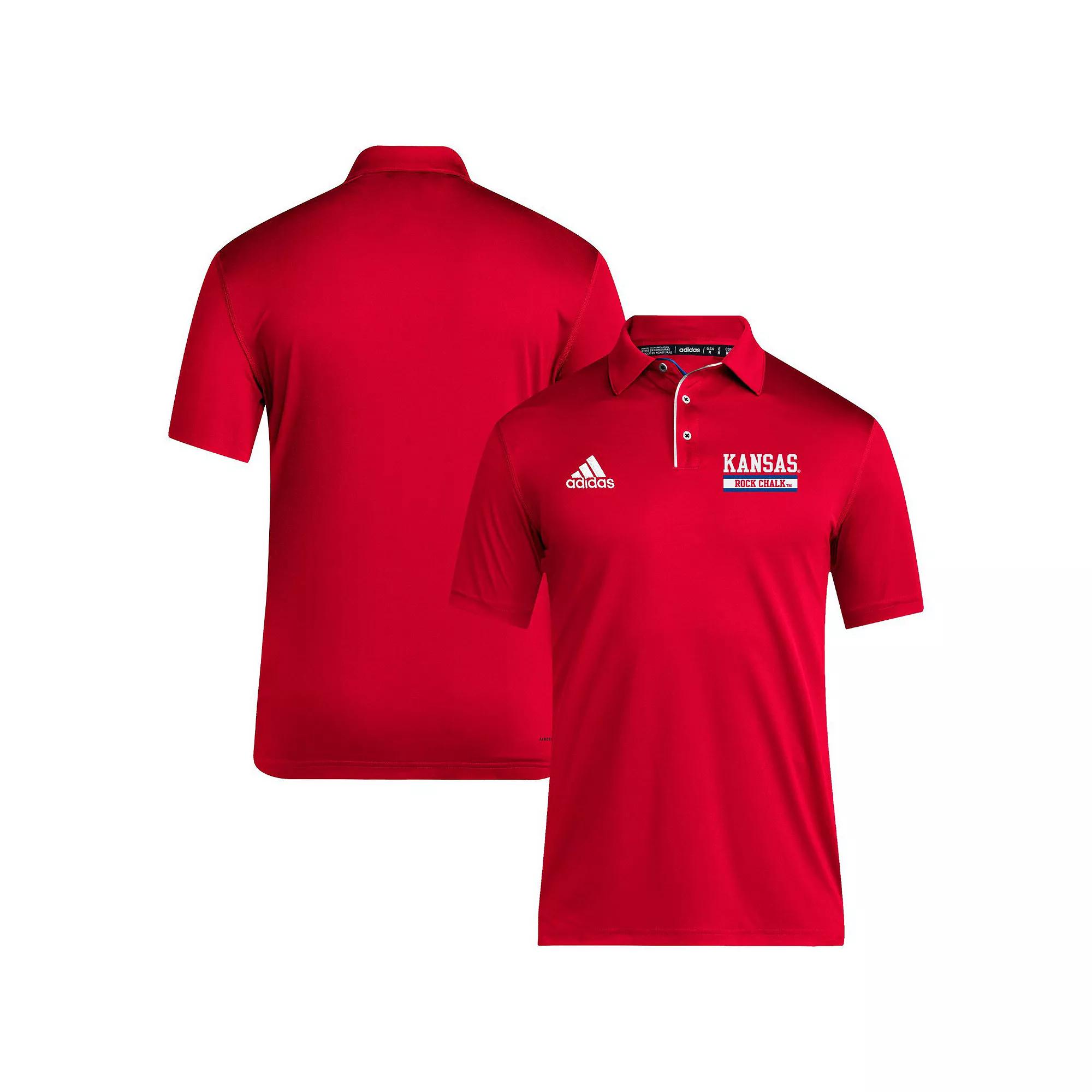 Men's adidas Red Kansas Jayhawks Coaches Polo,  Product Image