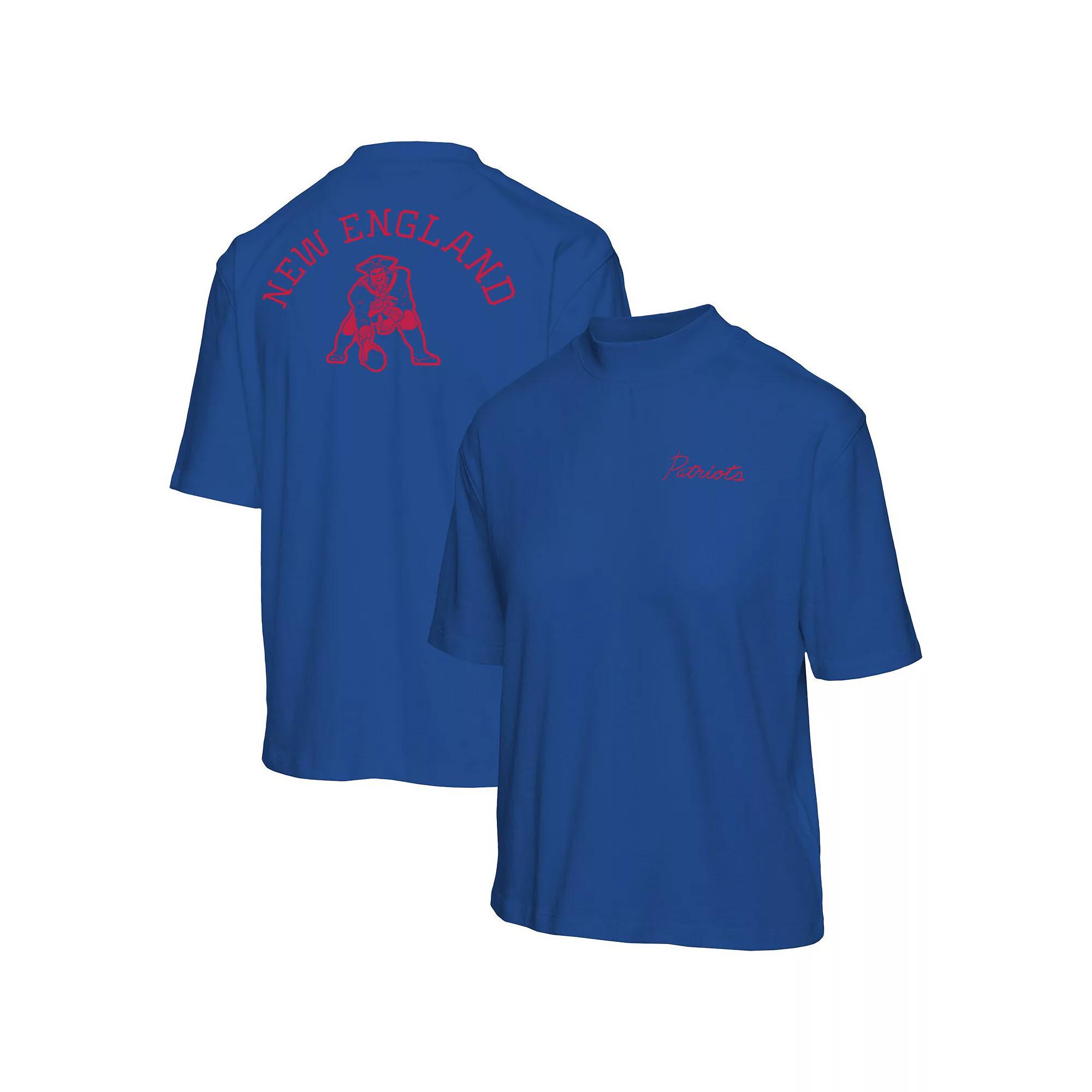 Women's Junk Food Royal New England Patriots Half-Sleeve Mock Neck T-Shirt,  Product Image