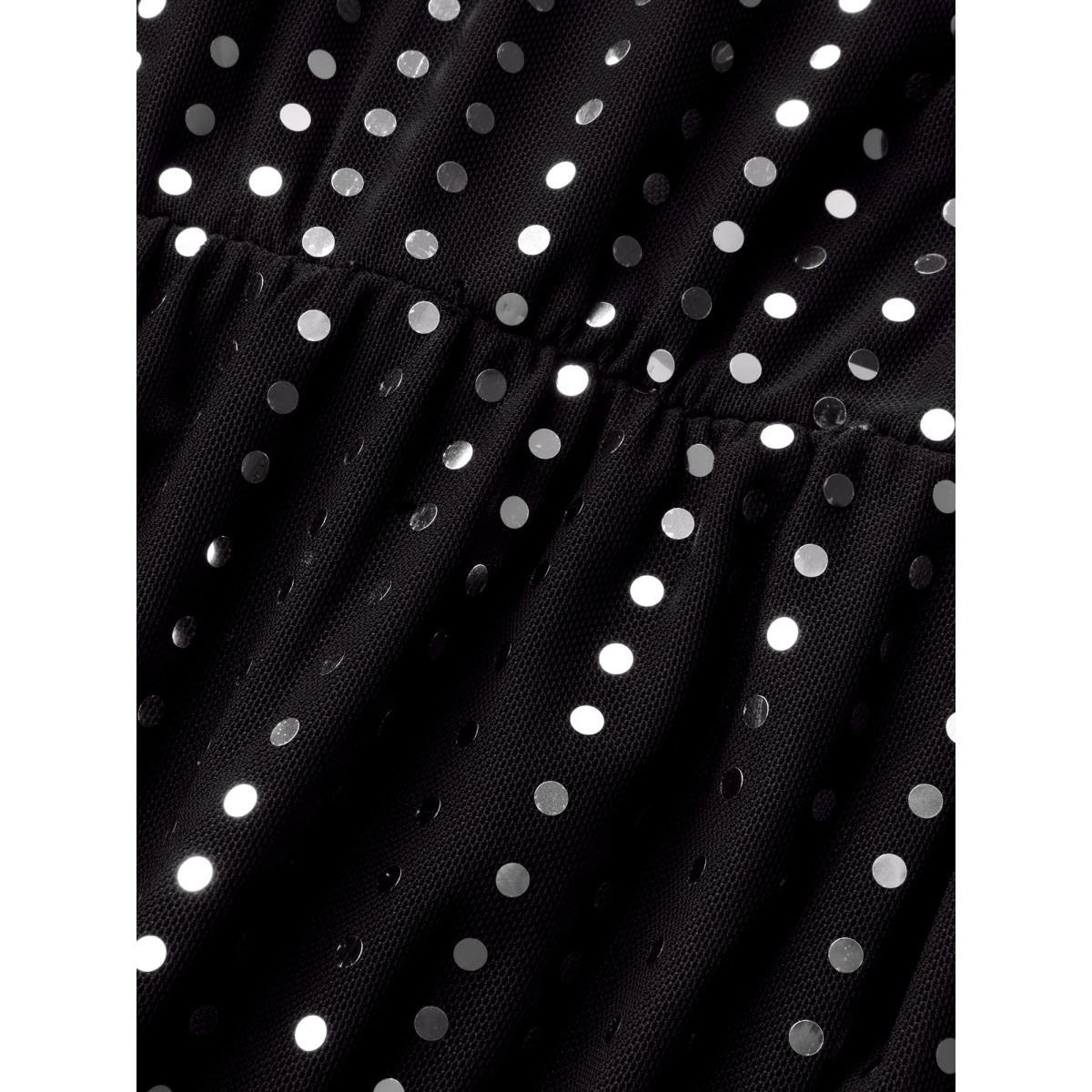 Plus Size Round Neck Sequin Mesh Tank Dress Black Women Cocktail Texture Round Neck Sleeveless Curvy BloomChic 18-20/2X Product Image