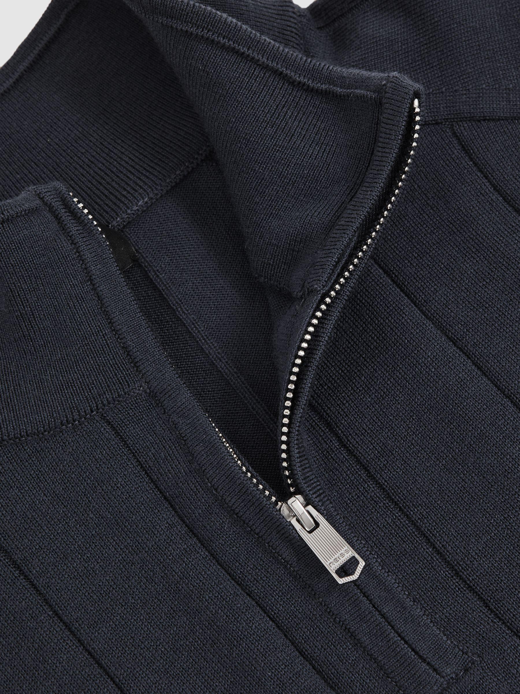 Merino Wool Wide-Rib Half-Zip Jumper in Airforce Blue Product Image