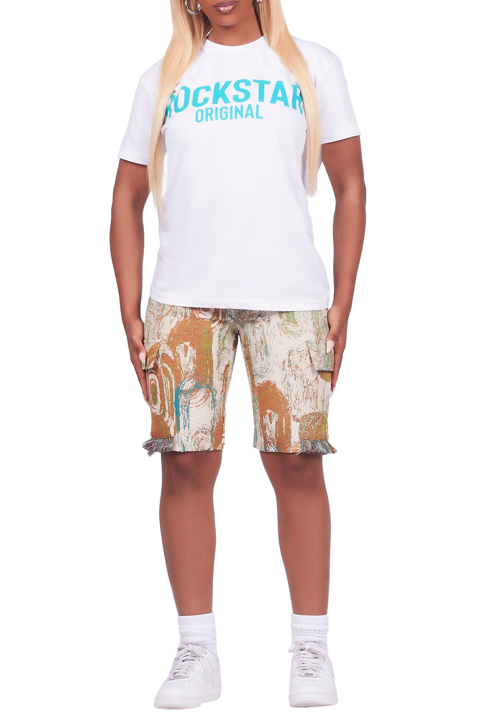 Ameera White/Beige T-Shirt Short Set Female Product Image