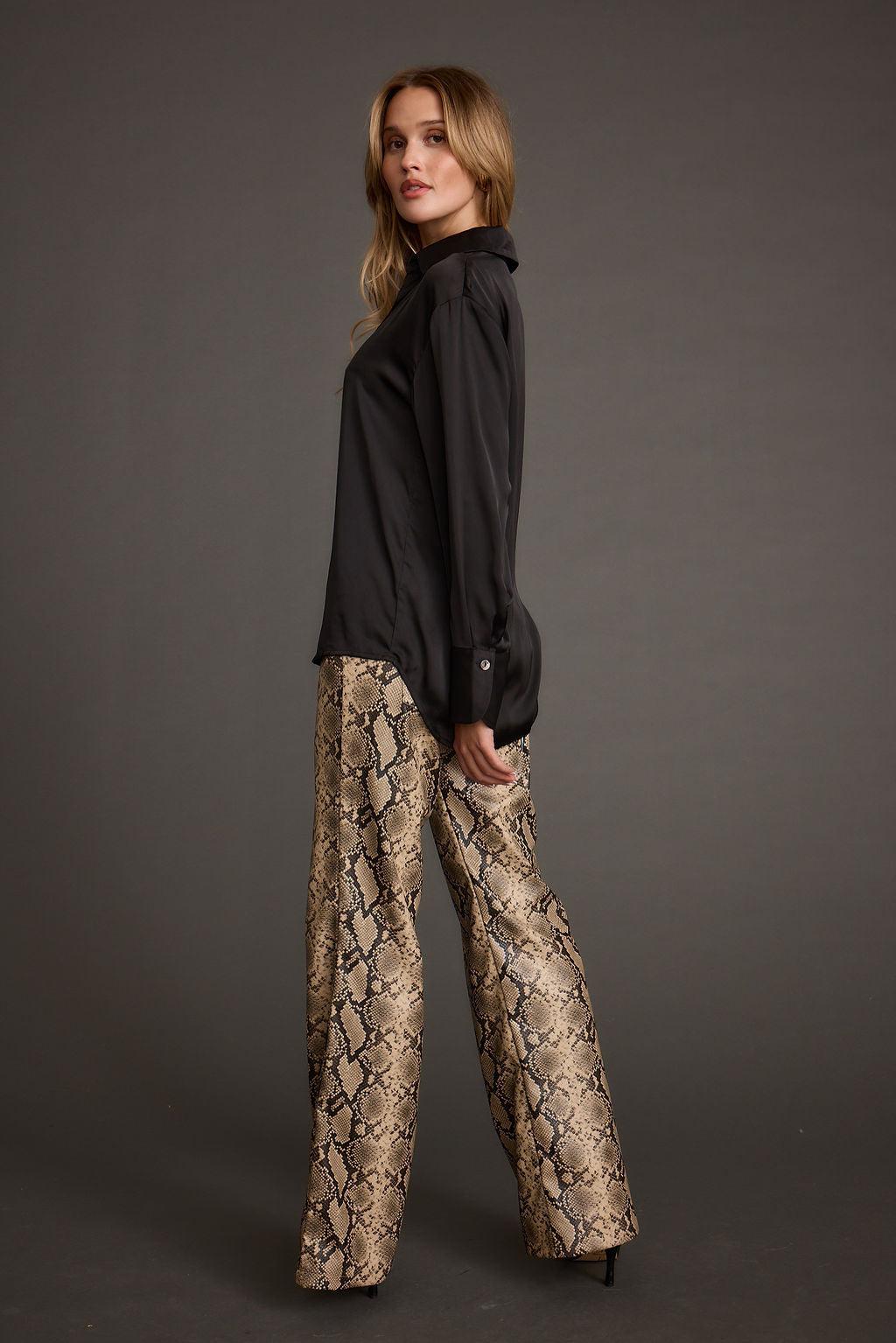 Cash Black Satin Button Down Top Product Image