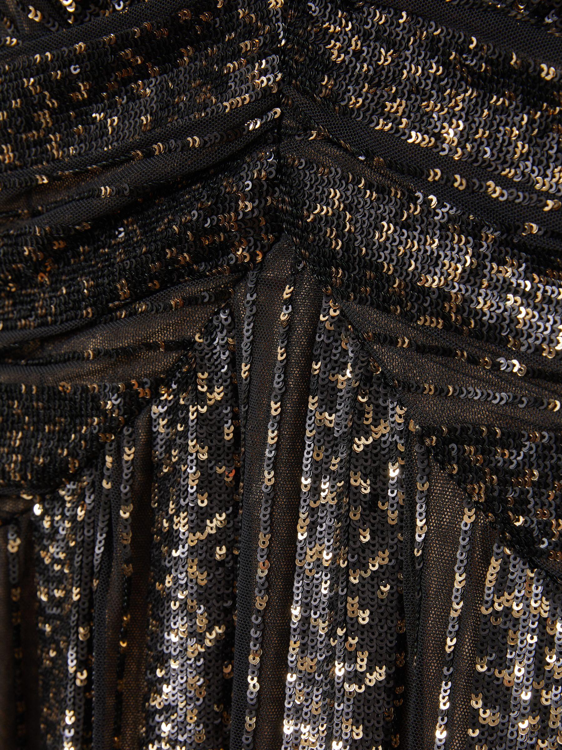 Halston Plunge Neck Sequin Maxi Dress in Black Product Image