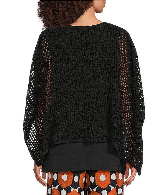 Slim Factor by Investments Morgan Boat Neck 3/4 Sleeve Lined Crochet Twofer Top Product Image