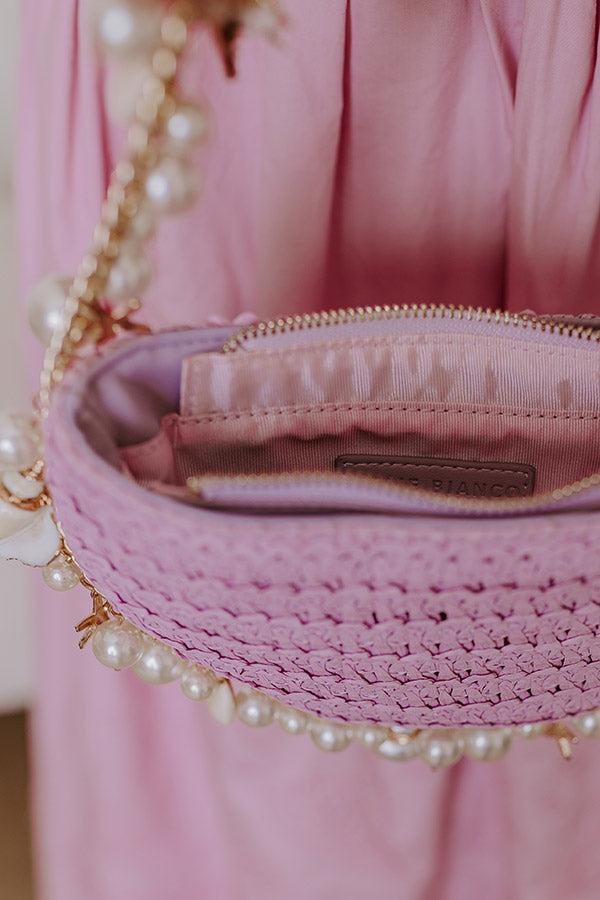 Isla Straw Woven Top Handle Bag in Lavender Product Image
