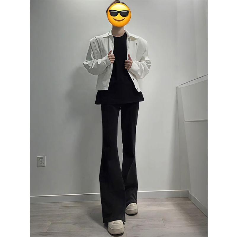 Mid Rise Plain Flared Dress Pants Product Image