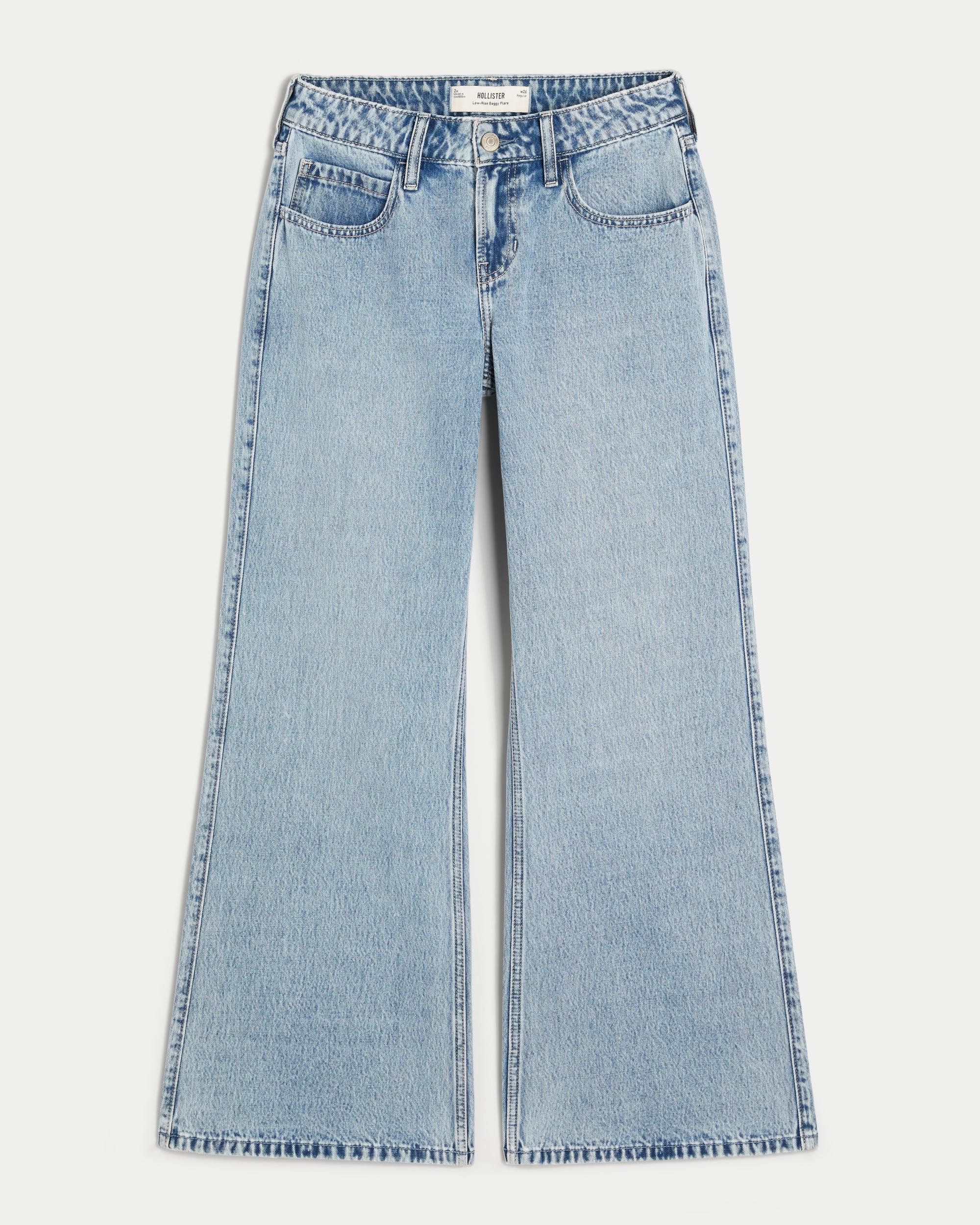 Low-Rise Light Wash Baggy Flare Jeans Product Image