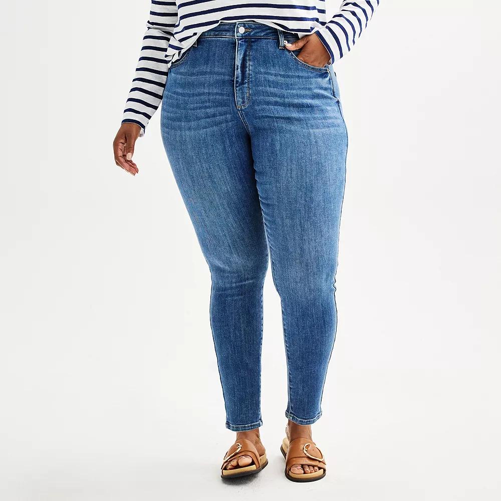 Plus Size Sonoma Goods For Life® High Rise Skinny Jeans, Women's, Size: 28 W, Medium Blue Product Image