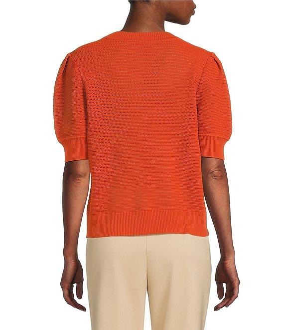 Investments Petite Size Novelty Short Sleeve Crew Neck Sweater Top Product Image