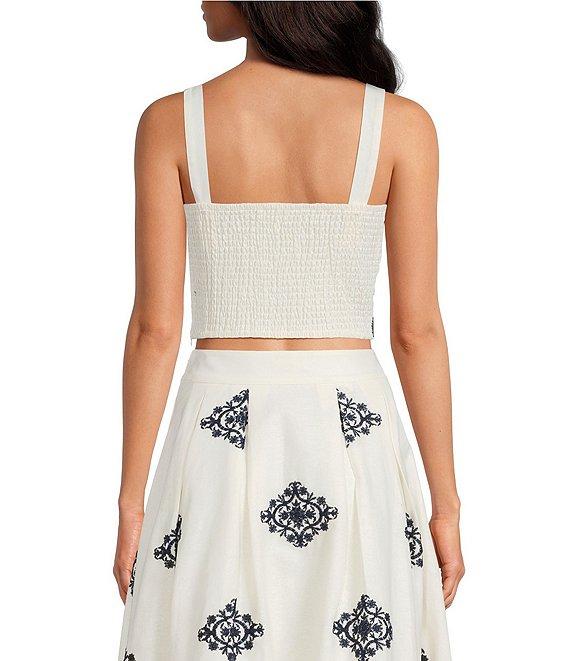 A Loves A Woven Embroidered Sleeveless Tank Strap Sweetheart Neckline Cropped Coordinating Bralette Top Product Image
