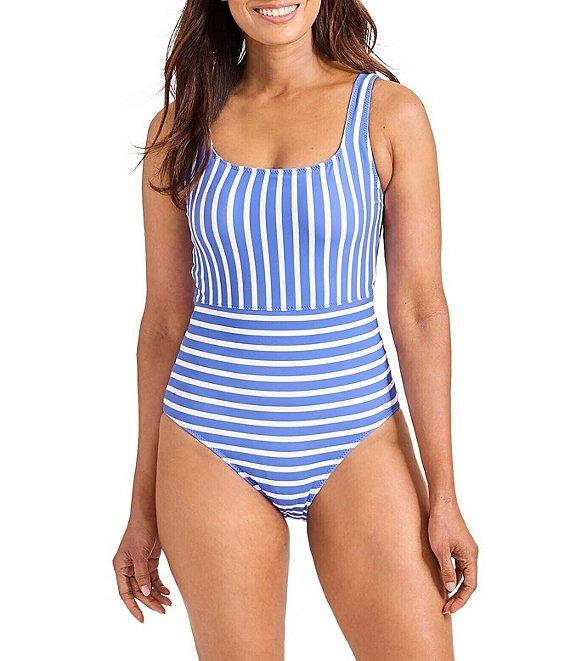 Tommy Bahama Coastline Stripe Reversible Scoop Neck Tank One Piece Swimsuit Product Image