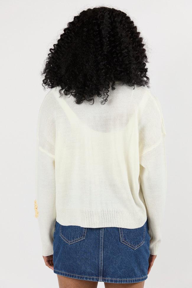 Made My Mark Ivory Multi Floral Embroidered Cardigan FINAL SALE Product Image