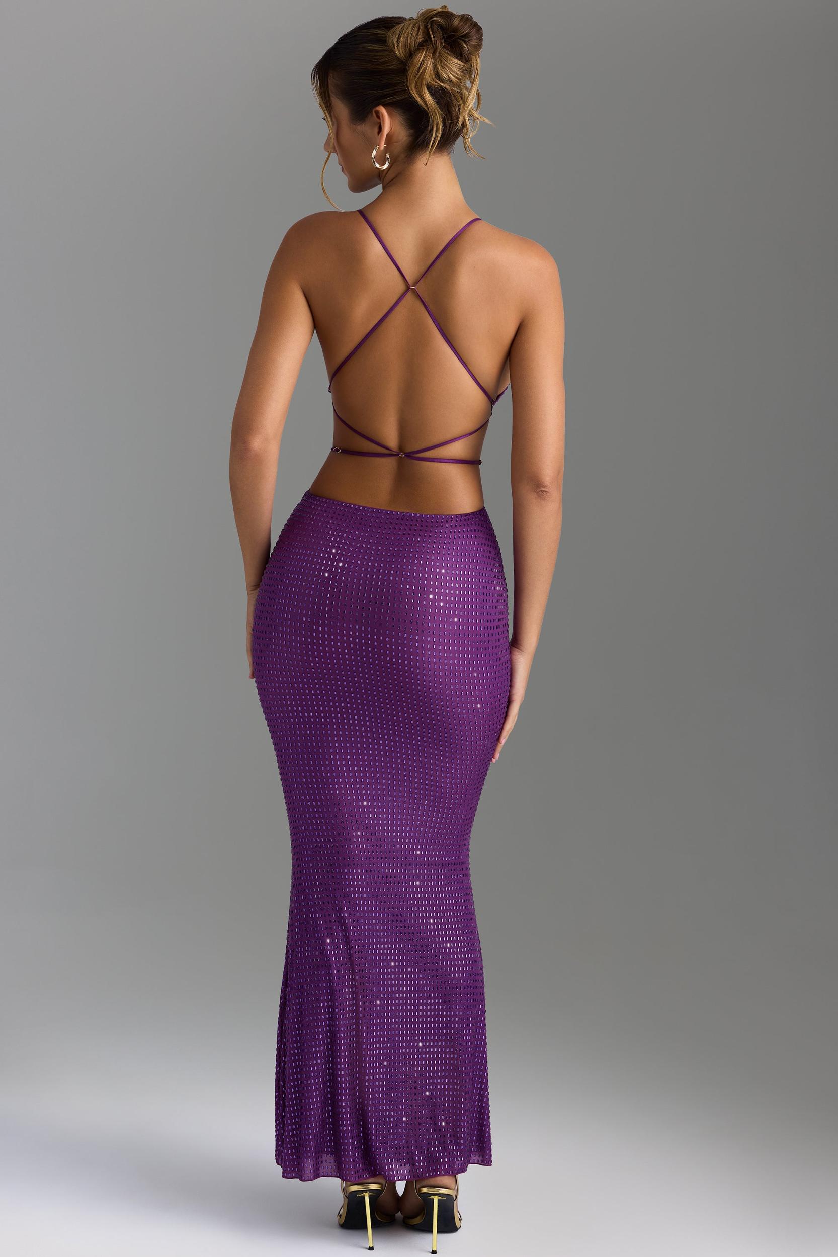 Embellished Cut-Out Maxi Dress in Grape Product Image