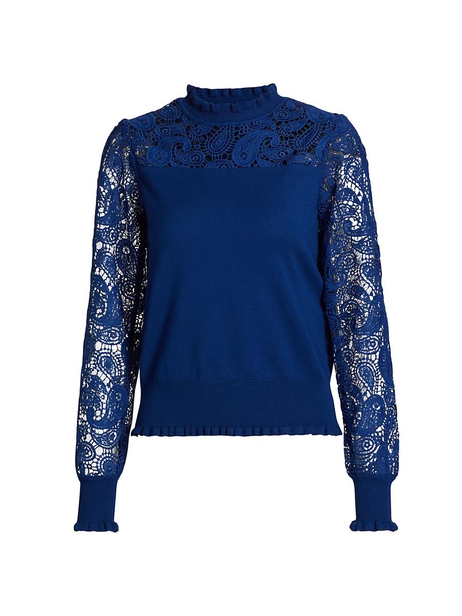 Womens Felicity Crochet Mock-Turtleneck Sweater Product Image