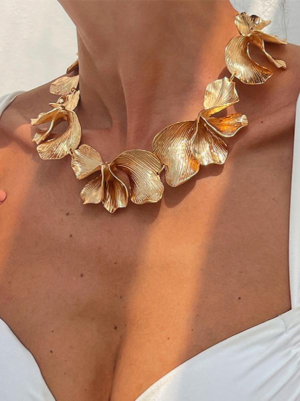 Flower Print Solid Color Necklaces Accessories Product Image