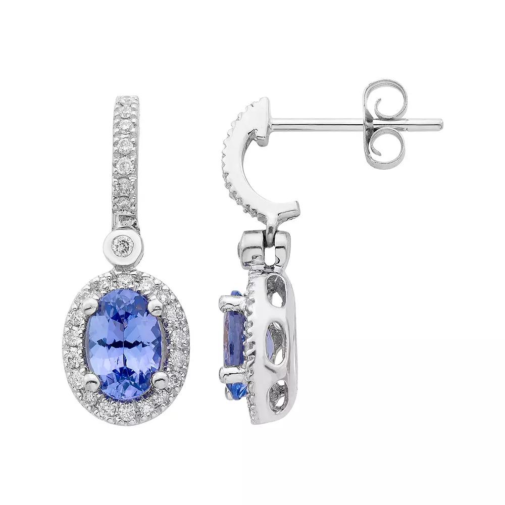 14k Rose Gold Tanzanite & 1/4 Carat T.W. IGL Certified Diamond Oval Earrings, Women's, White Product Image