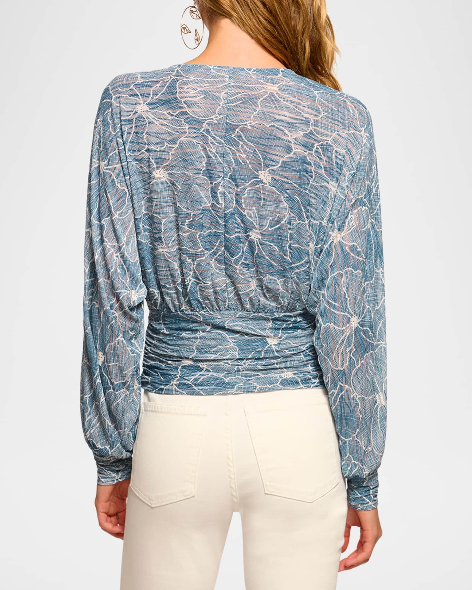 Randie Floral Chambray Burnout Blouse Product Image