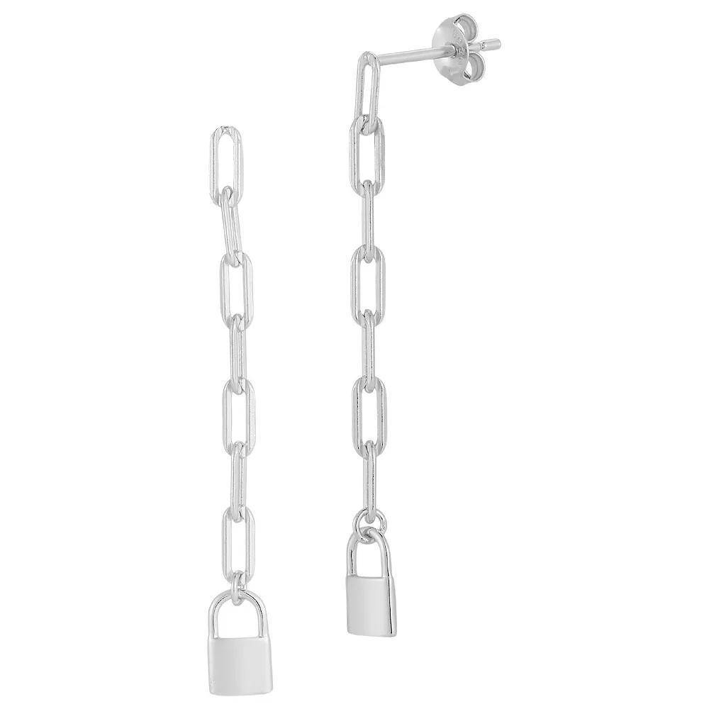 Sunkissed Sterling Lock Drop Earrings, Women's, Silver Tone Product Image