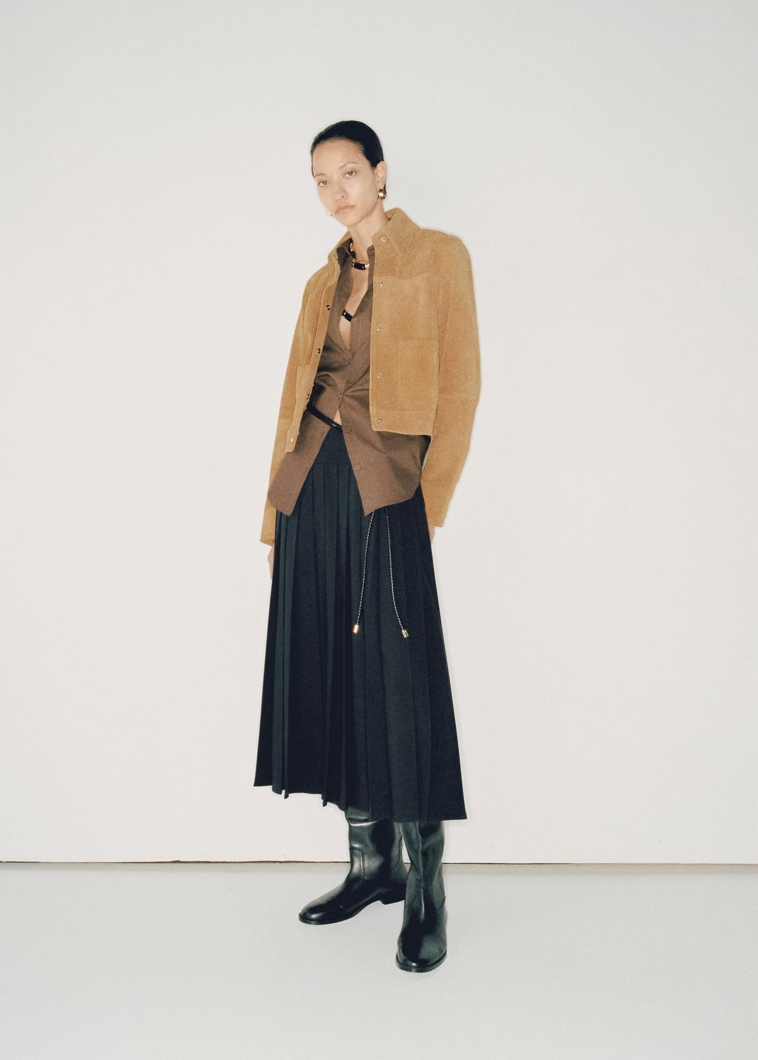 Suede leather jacket - Women | MANGO USA Product Image