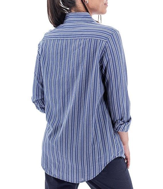 Aventura Colmar Stripe Collared Neckline 3/4 Roll Tab Top Product Image