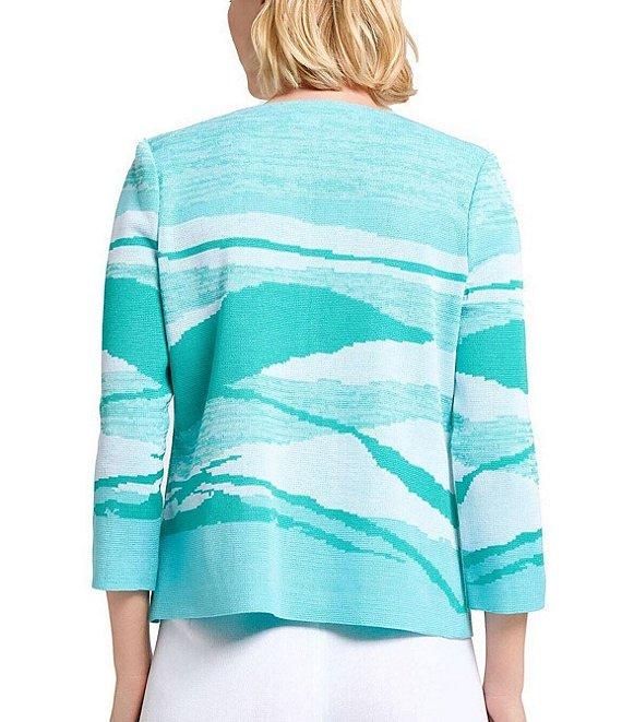 Ming Wang Jacquard Knit Square Neck Bracelet Sleeve Jacket Product Image