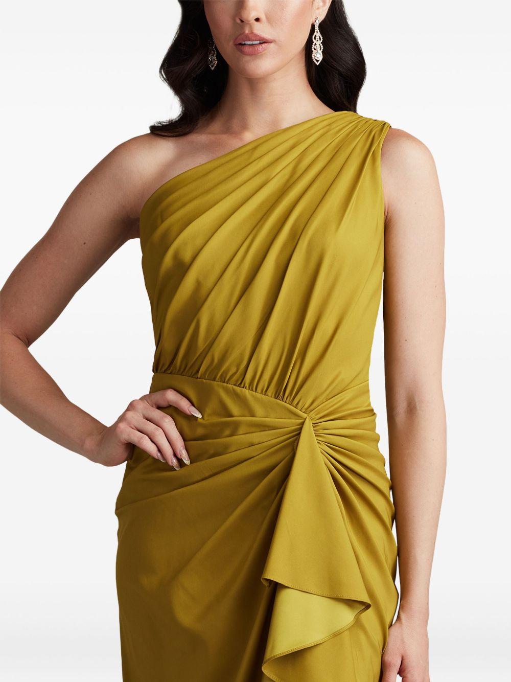 one-shoulder ruffled evening dress Product Image