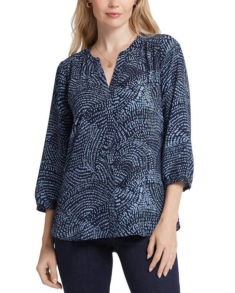 Nydj Three Quarter Sleeve Printed Pintucked Back Blouse Product Image