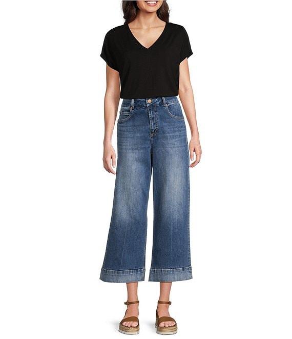 Dear John Audrey High Rise Wide Leg Tonal Wide Hem Cropped Jeans Product Image