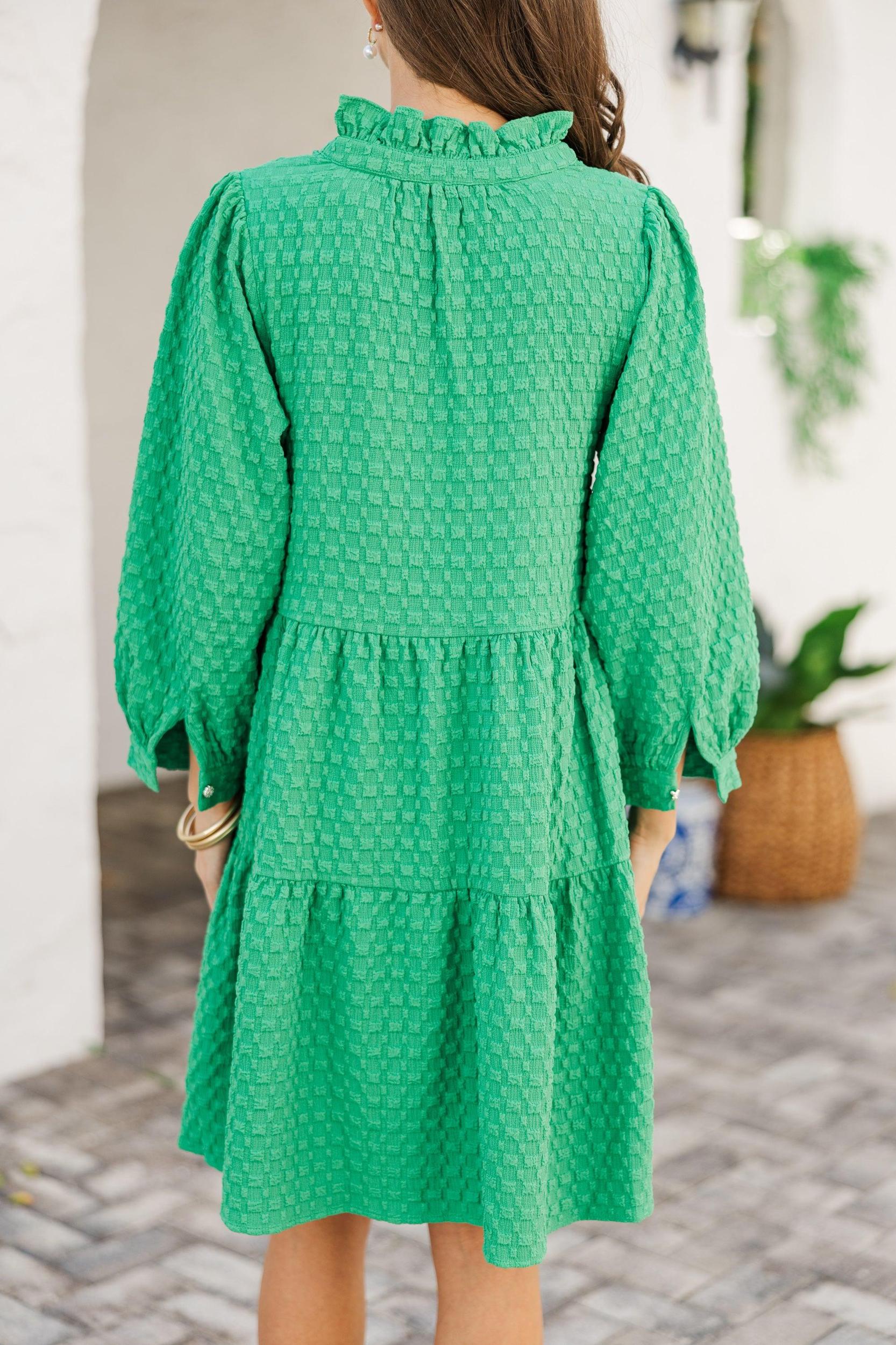 All Up To You Green Textured Dress Female Product Image