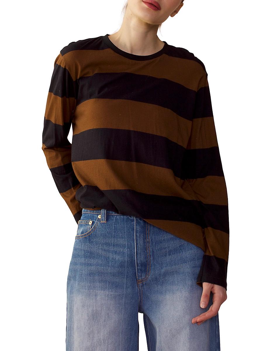 Womens Striped Long-Sleeve T-Shirt Product Image