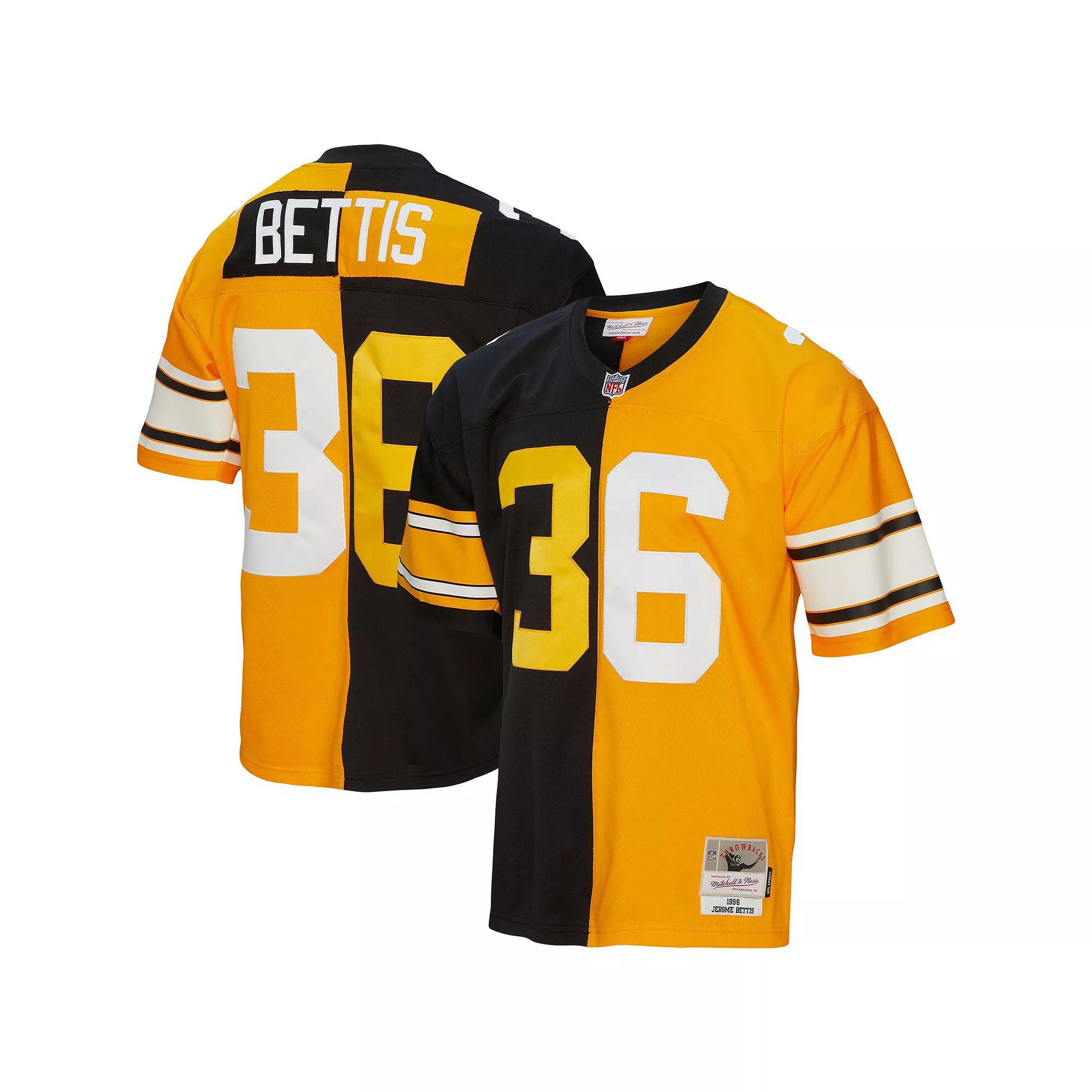 Men's Mitchell & Ness Jerome Bettis Black/Gold Pittsburgh Steelers 1996 Split Legacy Replica Jersey, Size: Small Product Image