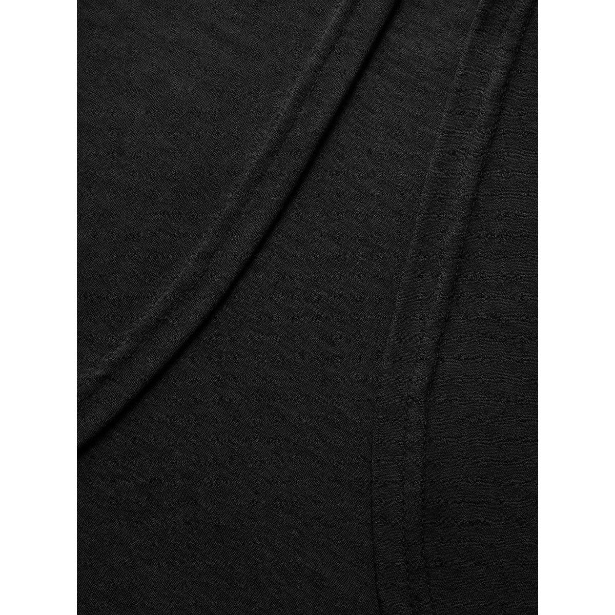 Plus Size Sheer Textured Open Front Kimono Women Black Leisure See through Loose Casual Kimonos BloomChic 30/6X Product Image