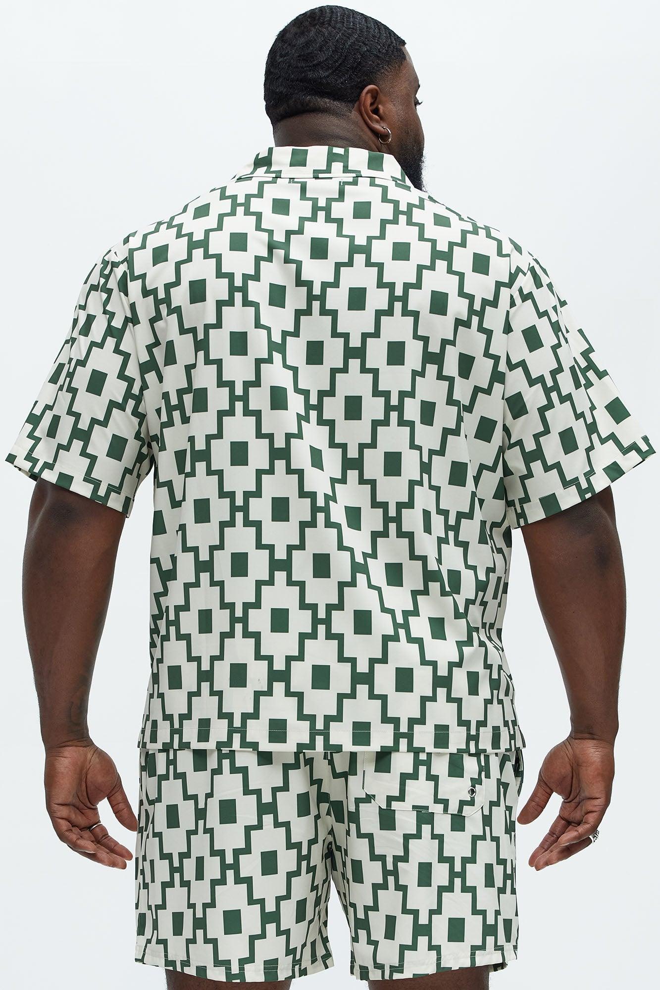 Mosaic Printed Cuban Shirt - Cream/combo Product Image