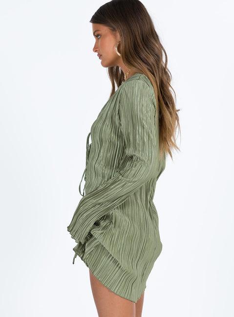 Malop Long Sleeve Mini Dress Sage Product Image