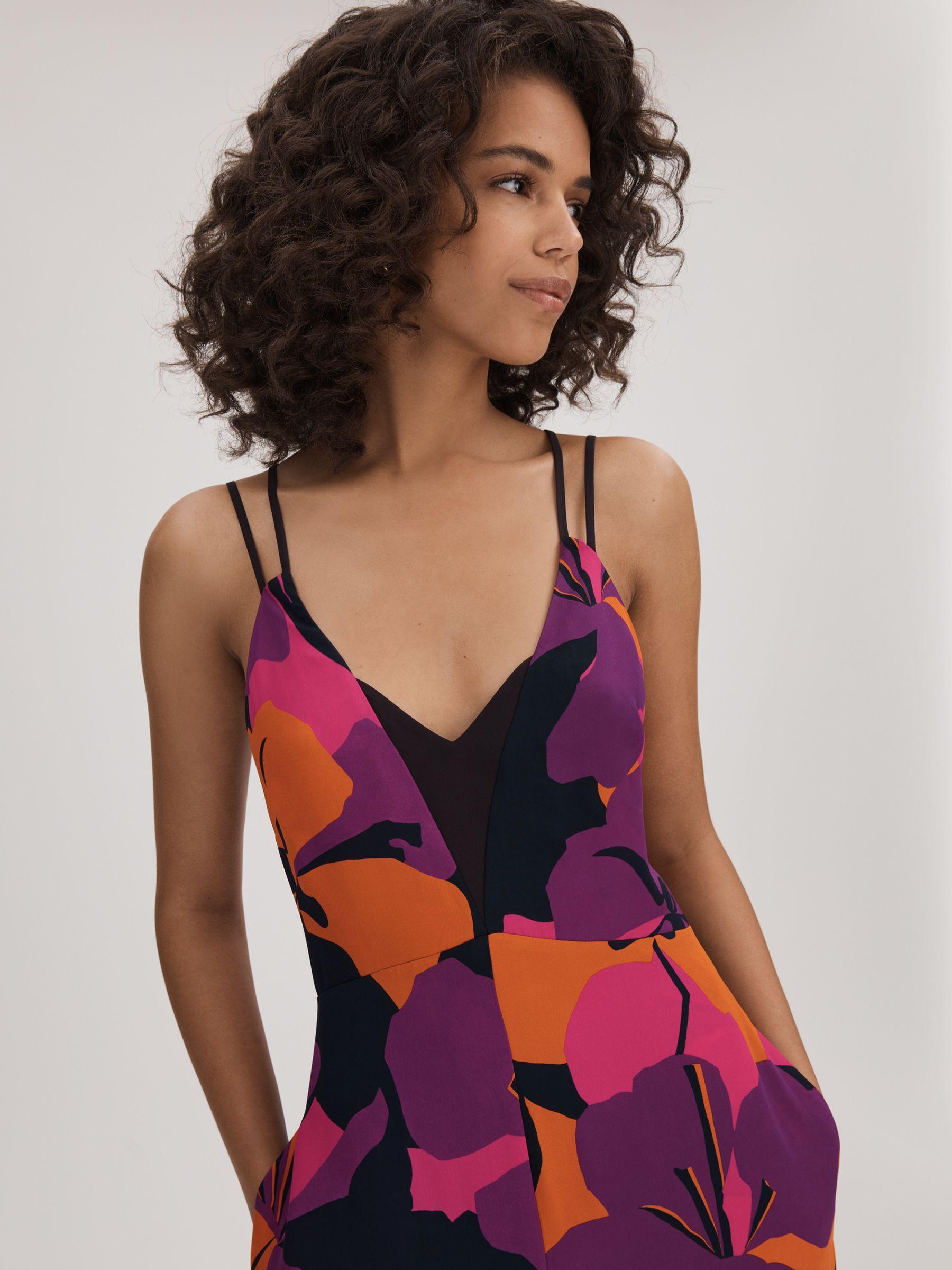 Florere Printed Wide Leg Jumpsuit in Pink/Orange Product Image