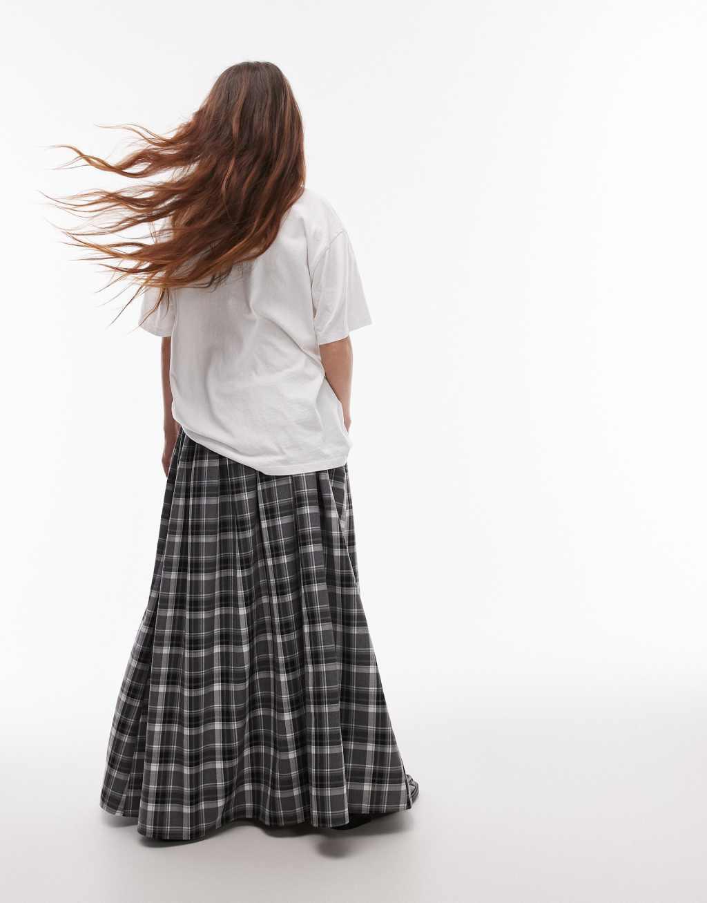 Topshop circle skirt in check print Product Image