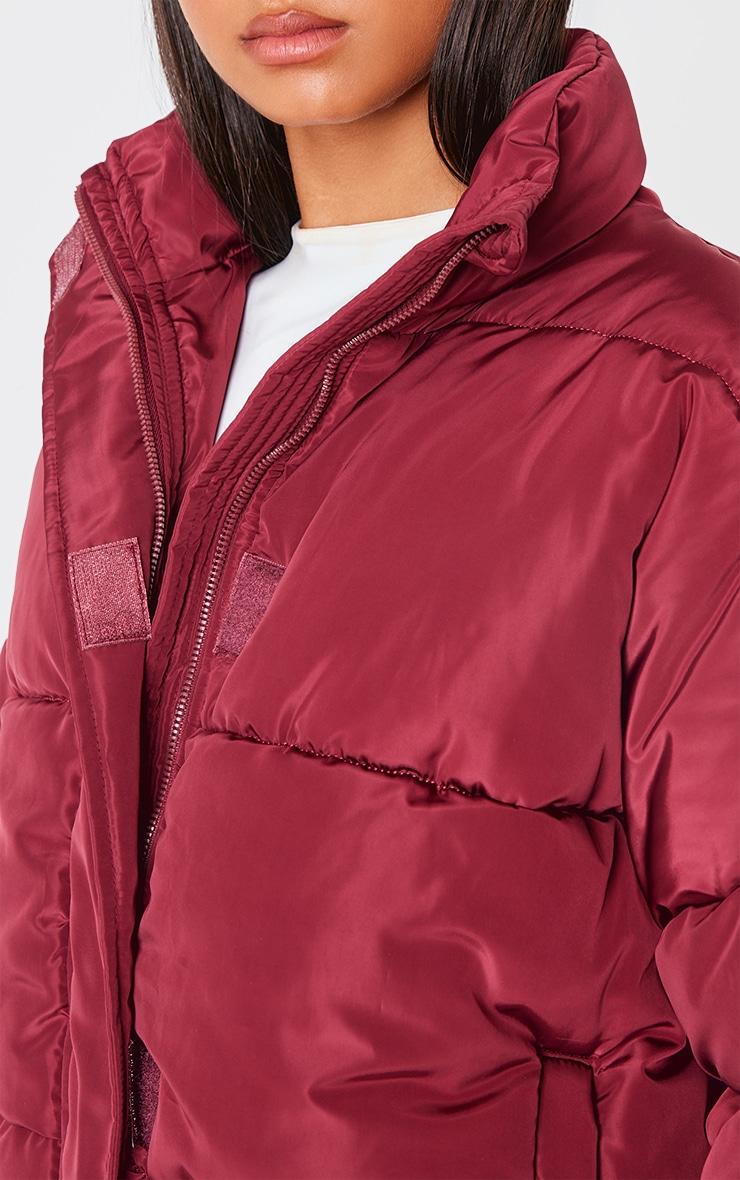 Burgundy Funnel Neck Padded Jacket Product Image
