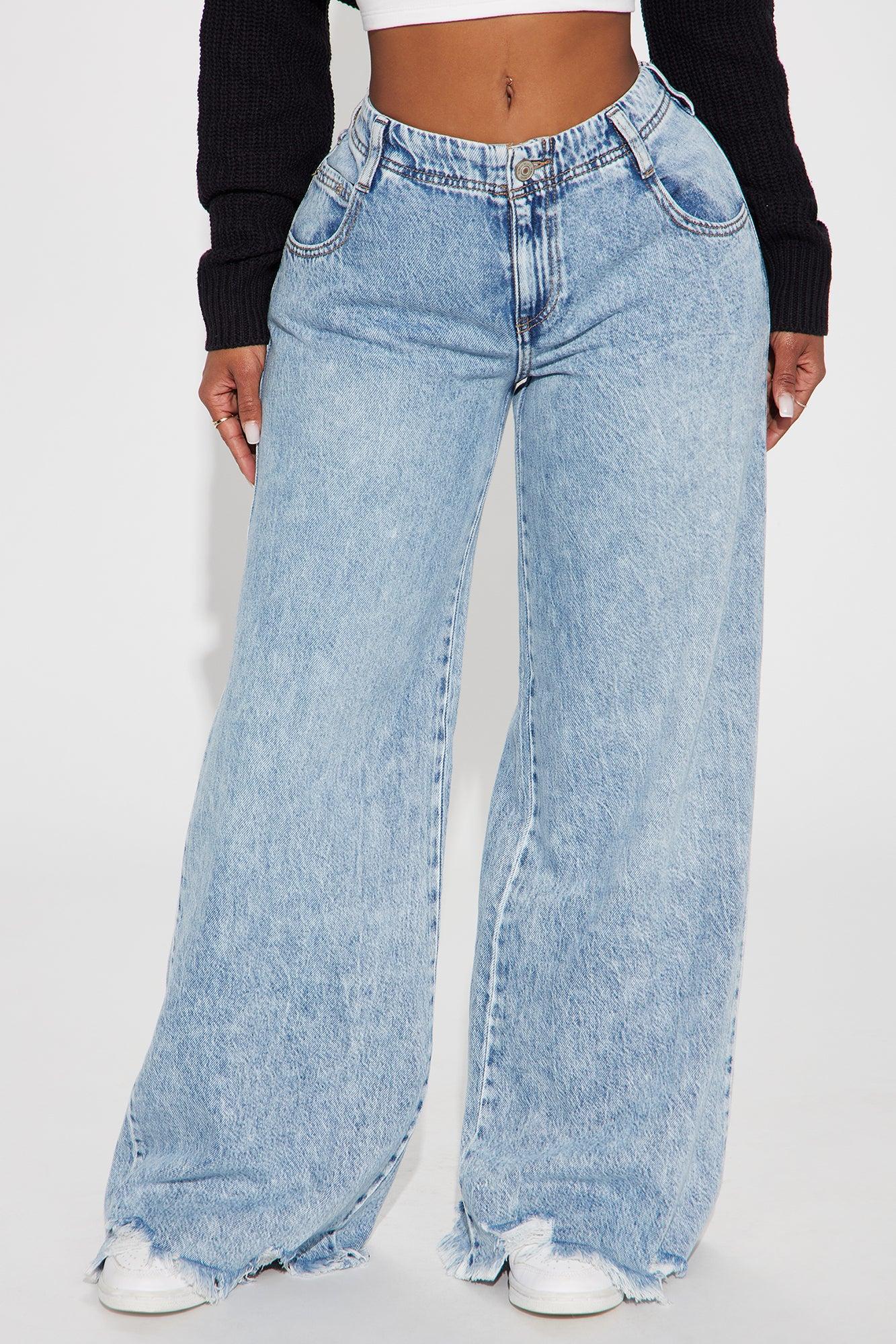 Indigo Low Rise Wide Leg Jeans - Light Wash Product Image