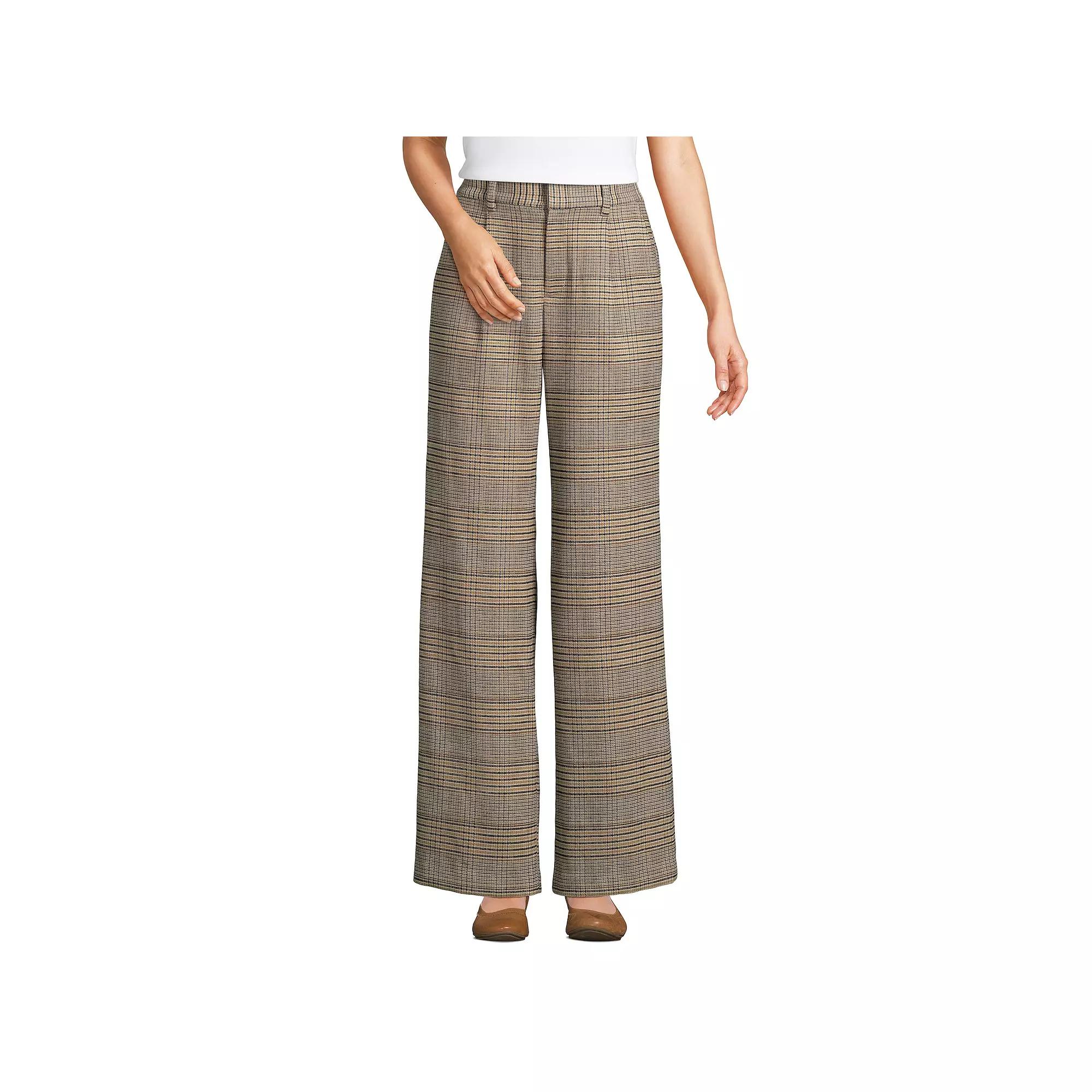 Women's Lands' End Flannel High Waist Pleated Wide Leg Pants,  Product Image