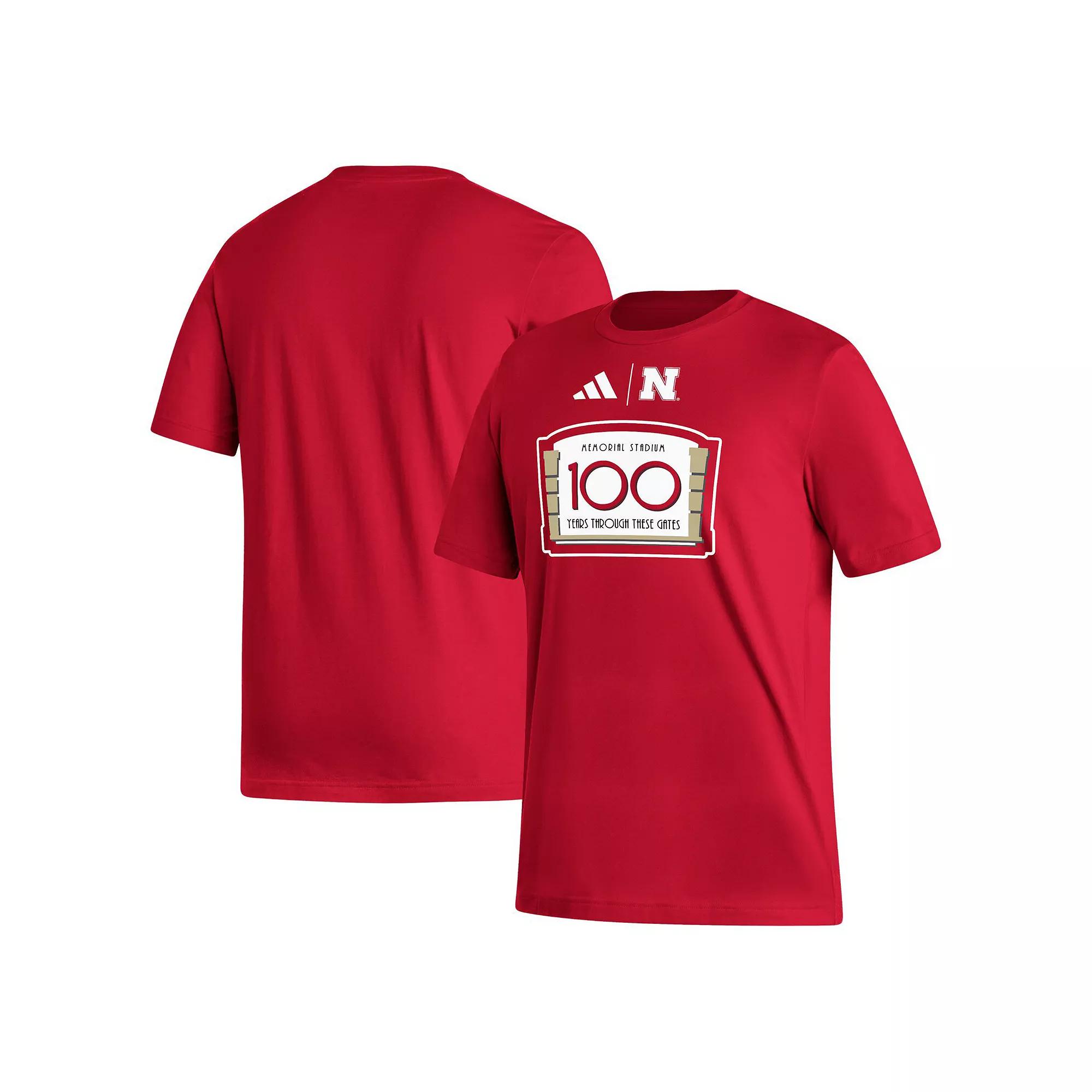 Men's adidas Scarlet Nebraska Huskers Memorial Stadium 100th Anniversary Sideline Strategy Fresh T-Shirt,  Product Image
