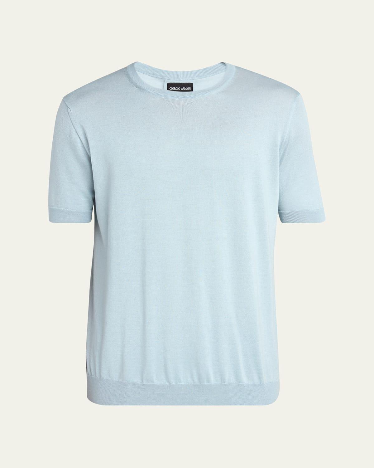 Mens Silk and Cotton Short-Sleeve Crewneck Sweater Product Image