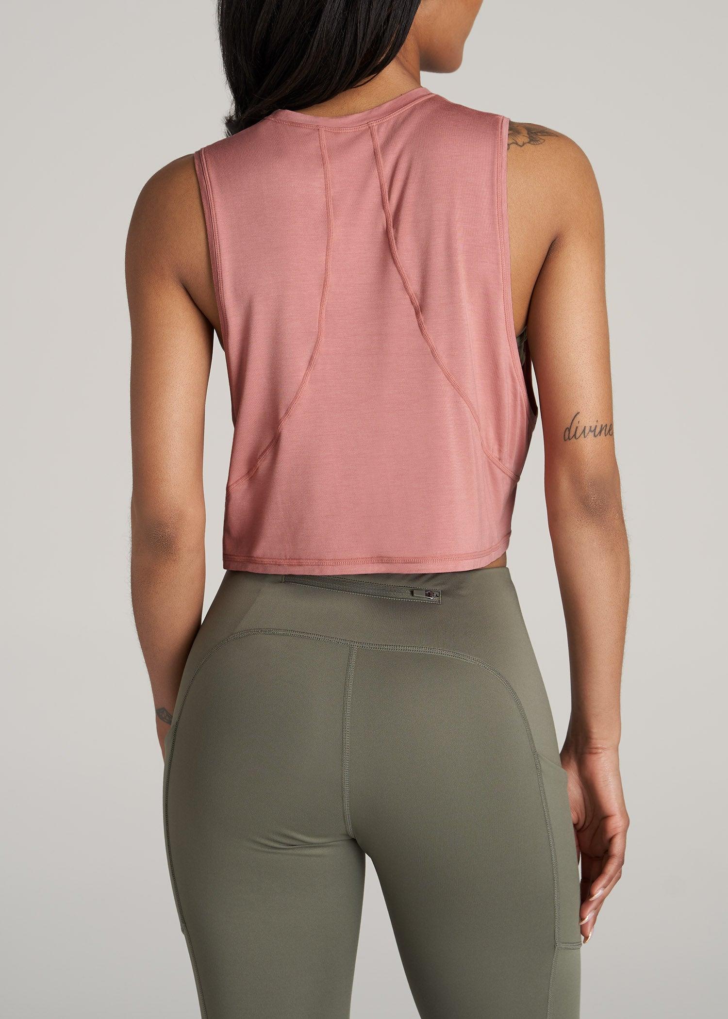Athletic Cropped Muscle Tank Top for Tall Women in Clay Sunrise Female Product Image