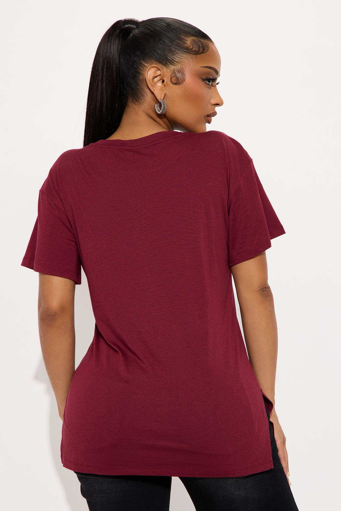 Laid Back Chillin' Pocket Tee - Burgundy Female Product Image