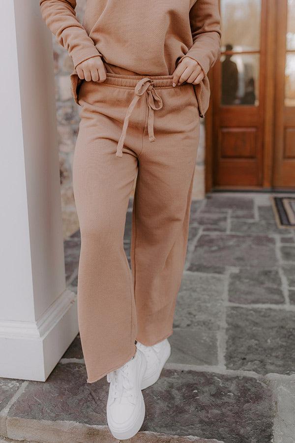 Cozy Cues High Waist Wide Leg Fleece Pants in  Camel Product Image