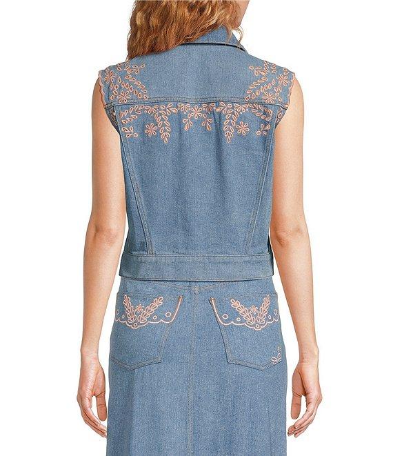 Driftwood Venus Eyelet Floral Embroidered Denim Vest Product Image