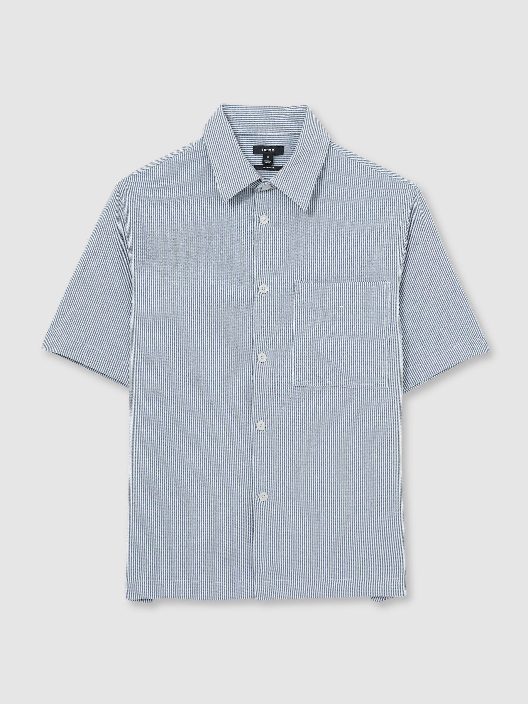Seersucker Stripe Shirt in Soft Blue/White Product Image