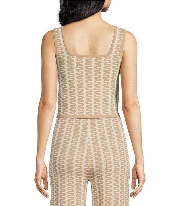 Lucy Paris Coordinating Fiji Geometric Print Square Neck Sleeveless Cropped Knit Tank Product Image