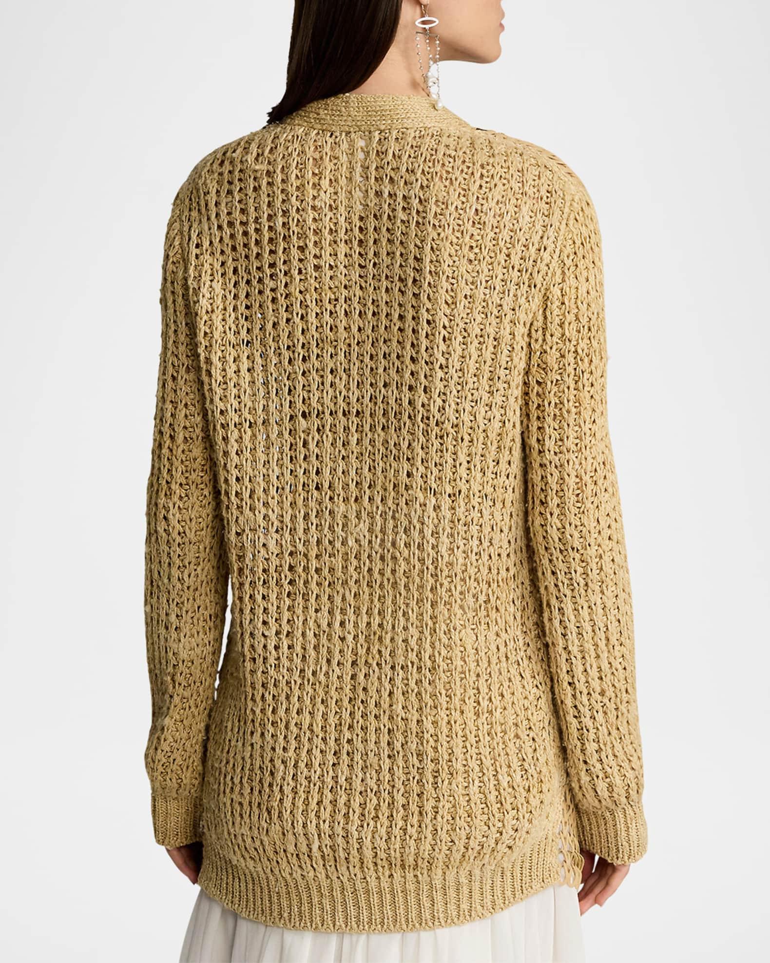 Hybrid Suede Silk-Linen Boyfriend Cardigan Product Image